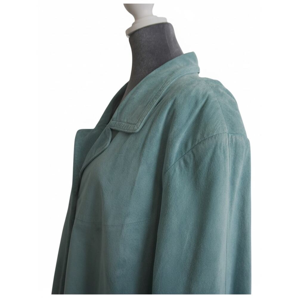 Jessica Holbrooks Mint Green Leather Suede Jacket Lined w/ Pockets Sz 3X GUC - Picture 12 of 16
